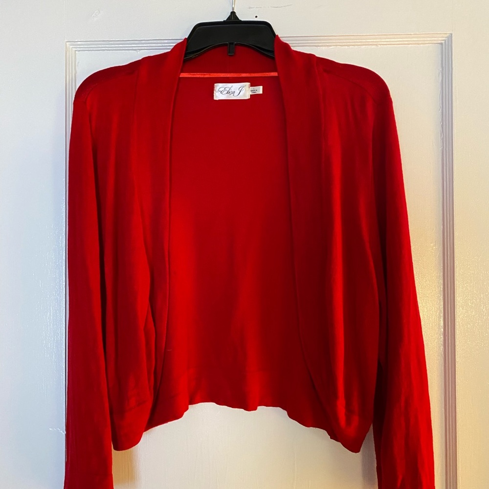 Eliza J bolero knit jacket in red